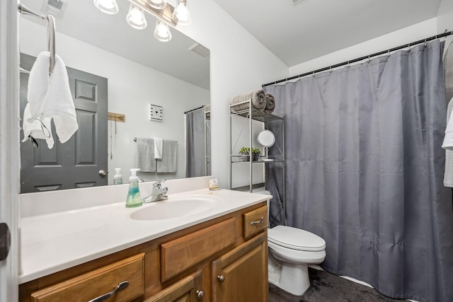 116 Macy Ct, Christiana, TN 37037 - bathroom featuring vanity, toilet, and curtained shower