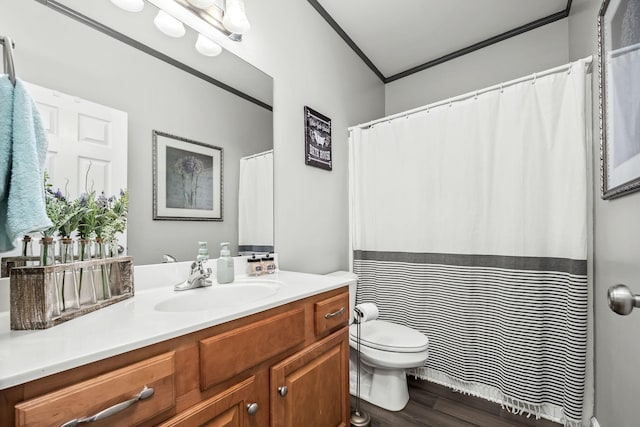 116 Macy Ct, Christiana, TN 37037 - full bathroom with ornamental molding, vanity, toilet, and wood finished floors