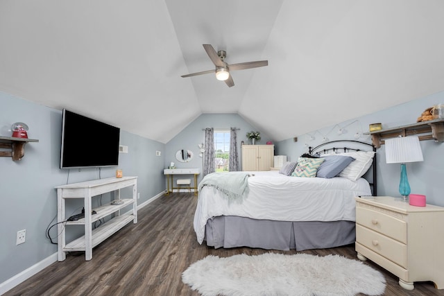 116 Macy Ct, Christiana, TN 37037 - bedroom with wood finished floors, baseboards, lofted ceiling, and ceiling fan