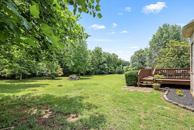 116 Macy Ct, Christiana, TN 37037 - view of green lawn featuring a wooden deck