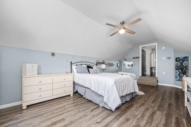 116 Macy Ct, Christiana, TN 37037 - bedroom with wood finished floors, lofted ceiling, a ceiling fan, and baseboards
