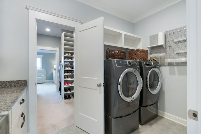 140 Split Rail Ln, Spring Hill, TN 37174 - laundry area featuring independent washer and dryer and baseboards
