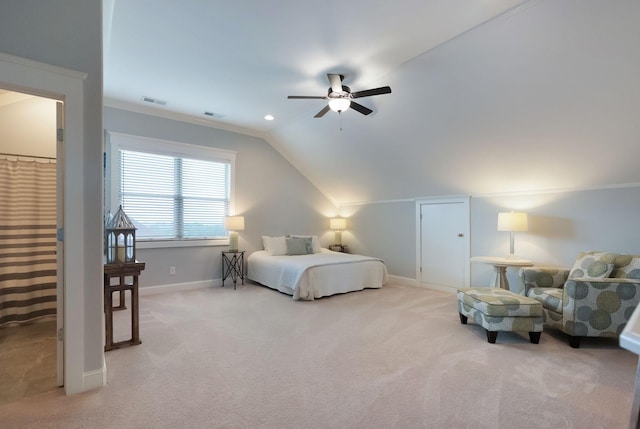 140 Split Rail Ln, Spring Hill, TN 37174 - carpeted bedroom with baseboards, lofted ceiling, and ceiling fan