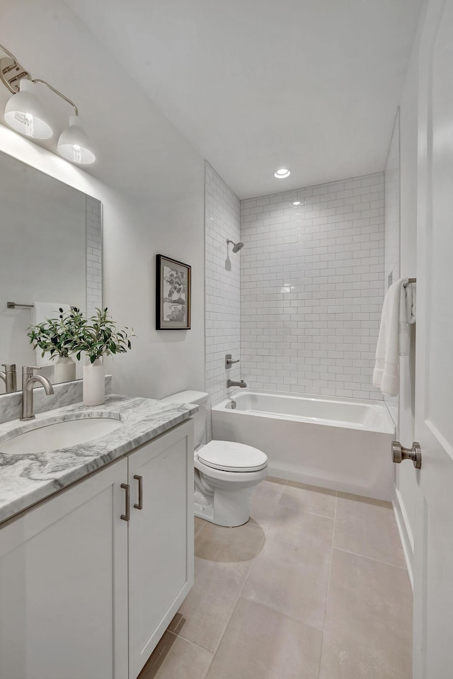 603 51st Ave, Nashville, TN 37209 - bathroom featuring vanity, toilet, shower / tub combination, and tile patterned floors