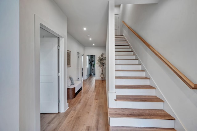 603 51st Ave, Nashville, TN 37209 - staircase featuring wood finished floors and recessed lighting