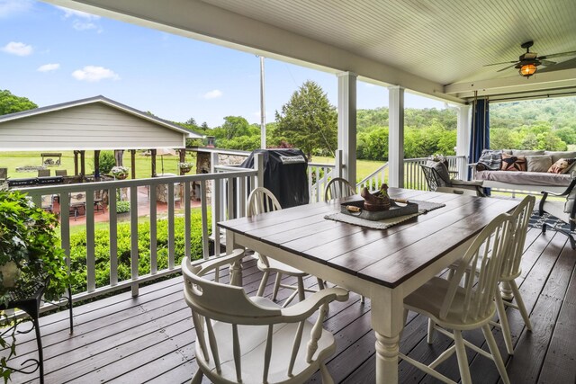 29 Roger Monk Rd, Petersburg, TN 37144 - wooden terrace with ceiling fan and outdoor dining space
