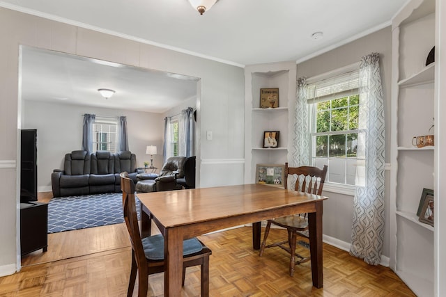1818 Morningside Ave, Columbia, TN 38401 - dining area featuring healthy amount of natural light, ornamental molding, a desk, and baseboards