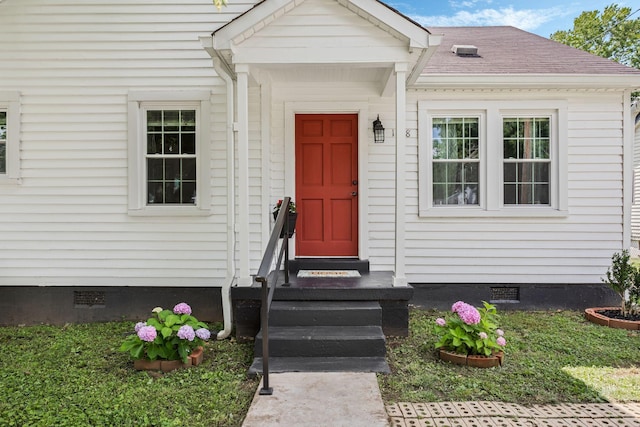 1818 Morningside Ave, Columbia, TN 38401 - entrance to property featuring crawl space and roof with shingles