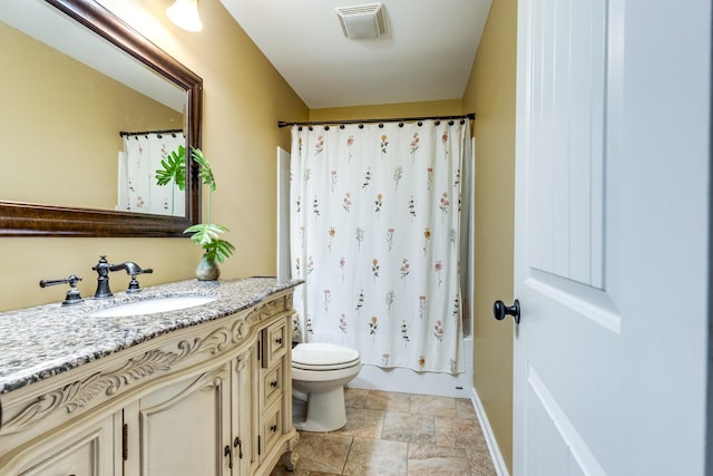 234 Glenn Springs Rd, Lawrenceburg, TN 38464 - bathroom featuring vanity, stone finish floors, and shower / bathtub combination with curtain