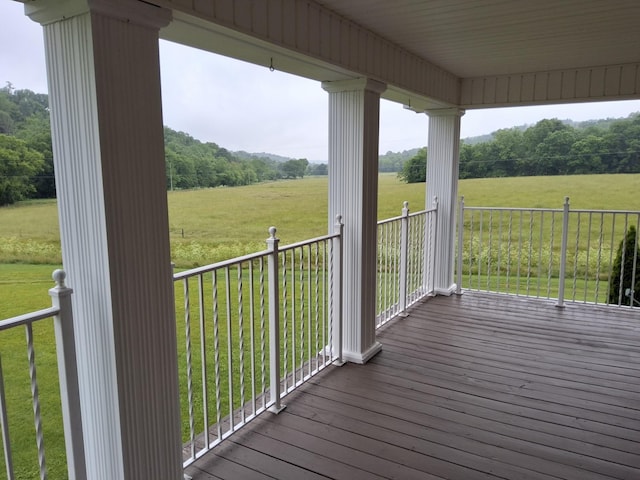 900 Sorghum Hollow Rd, Pulaski, TN 38478 - wooden deck with a view of countryside and a yard