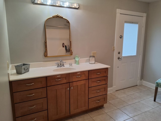 900 Sorghum Hollow Rd, Pulaski, TN 38478 - bathroom featuring vanity, tile patterned flooring, and baseboards