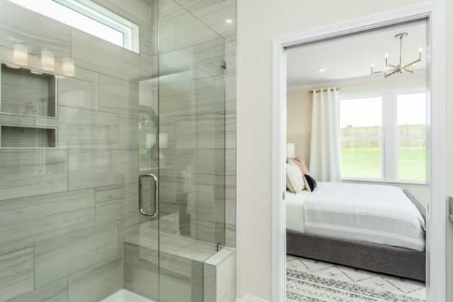 325 Sharp Way, Murfreesboro, TN 37128 - ensuite bathroom with a chandelier and a stall shower