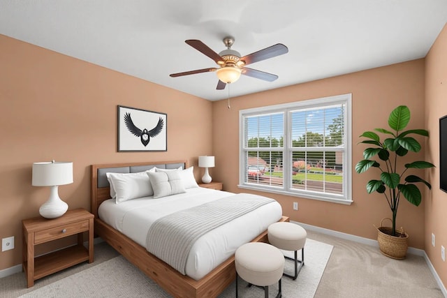 9244 Sedman Rd, Hixson, TN 37343 - bedroom with baseboards, light colored carpet, and a ceiling fan