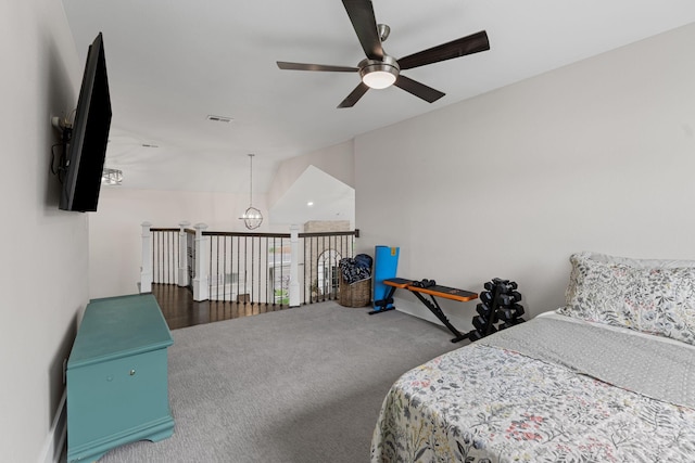 904 Park Crest Ct, Mount Juliet, TN 37122 - carpeted bedroom featuring vaulted ceiling and ceiling fan