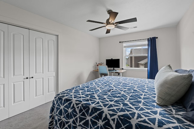 904 Park Crest Ct, Mount Juliet, TN 37122 - bedroom with carpet floors, a closet, and ceiling fan