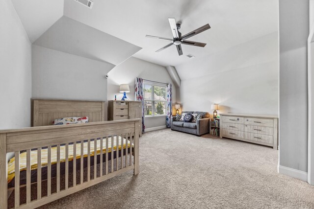 705 Rain Meadow Ct, Spring Hill, TN 37174 - bedroom with carpet floors, lofted ceiling, and a ceiling fan