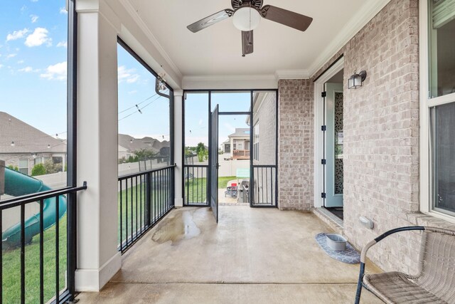 705 Rain Meadow Ct, Spring Hill, TN 37174 - unfurnished sunroom featuring a ceiling fan