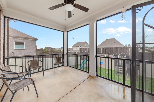 705 Rain Meadow Ct, Spring Hill, TN 37174 - sunroom with ceiling fan and a residential view