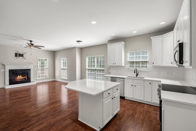 217 Karen Dr, Mount Juliet, TN 37122 - kitchen with stainless steel appliances, plenty of natural light, a ceiling fan, open floor plan, and recessed lighting