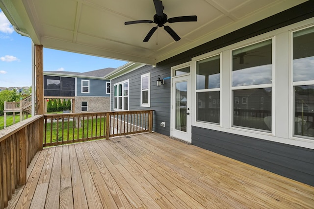 3298 Vinemont Dr, Thompsons Station, TN 37179 - wooden deck with a ceiling fan