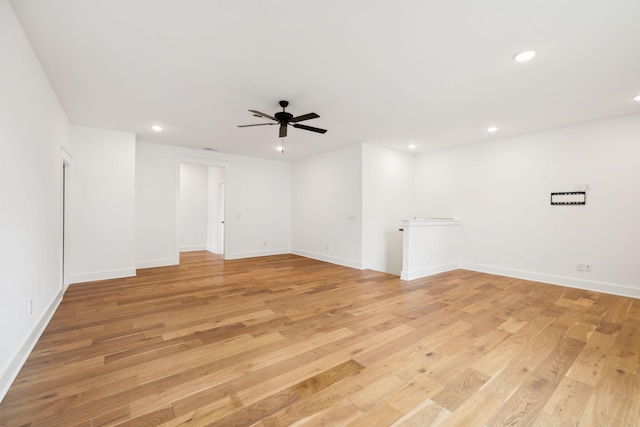 3298 Vinemont Dr, Thompsons Station, TN 37179 - unfurnished room featuring ceiling fan, recessed lighting, light wood-type flooring, and baseboards