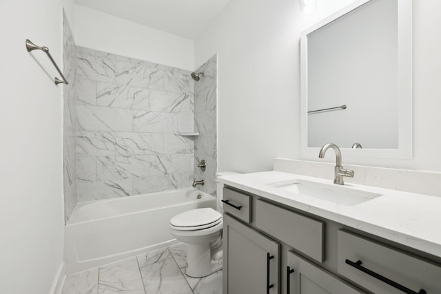 3298 Vinemont Dr, Thompsons Station, TN 37179 - full bath featuring vanity, marble finish flooring, shower / washtub combination, and toilet
