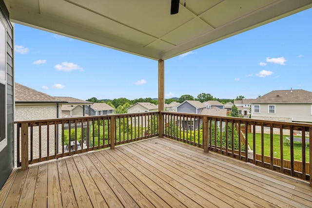 3298 Vinemont Dr, Thompsons Station, TN 37179 - deck with a residential view and a ceiling fan