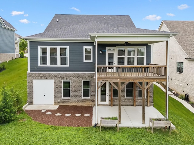 3298 Vinemont Dr, Thompsons Station, TN 37179 - back of property featuring a yard, a patio, a deck, and a ceiling fan