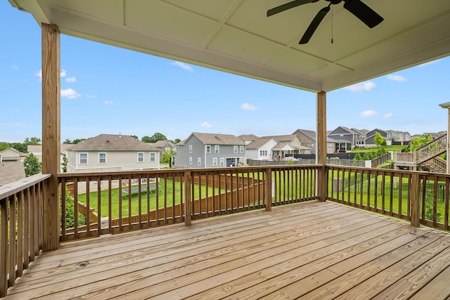 3298 Vinemont Dr, Thompsons Station, TN 37179 - wooden deck with a residential view and a ceiling fan