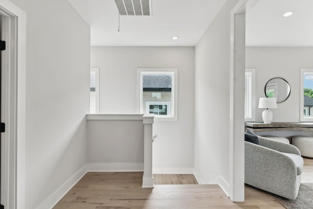 6124 Robertson Ave Unit 3, Nashville, TN 37209 - hall with an upstairs landing, wood finished floors, baseboards, and recessed lighting