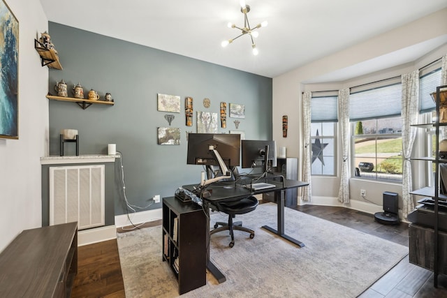413 Eagle Rdg, Nashville, TN 37209 - office with baseboards, a chandelier, and wood finished floors