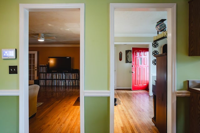 2014 Saddlebrook Dr, Murfreesboro, TN 37129 - hall with wood finished floors and ornamental molding