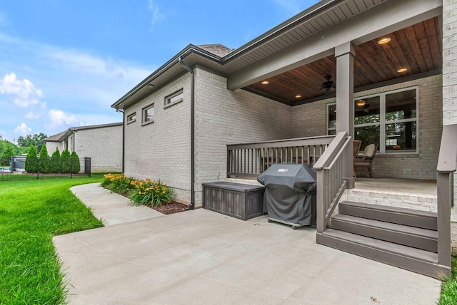 1132 Pretender Way, Columbia, TN 38401 - view of patio / terrace featuring ceiling fan, area for grilling, and a wooden deck