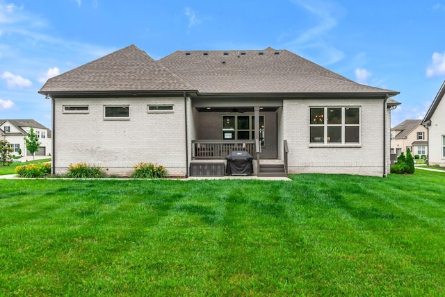 1132 Pretender Way, Columbia, TN 38401 - rear view of property with a ceiling fan, brick siding, a yard, and a shingled roof