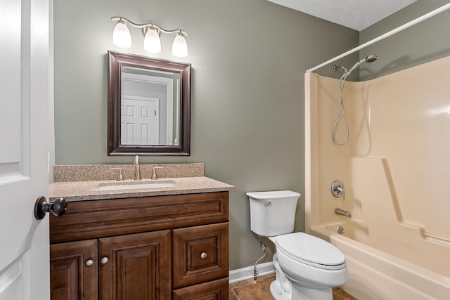 829 Navajo Trl, Mcminnville, TN 37110 - full bathroom featuring vanity, toilet, baseboards, shower / bath combination, and tile patterned floors