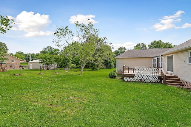 829 Navajo Trl, Mcminnville, TN 37110 - view of yard with a wooden deck