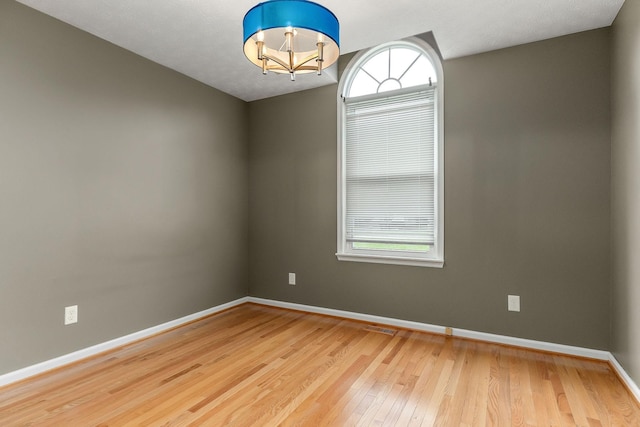 829 Navajo Trl, Mcminnville, TN 37110 - spare room featuring wood-type flooring, baseboards, and a chandelier
