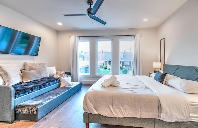 1106 Greenwood Ave, Nashville, TN 37206 - bedroom featuring wood finished floors, recessed lighting, and ceiling fan