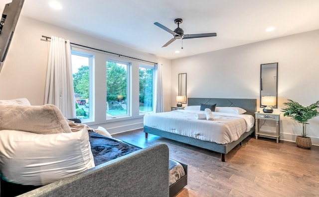 1106 Greenwood Ave, Nashville, TN 37206 - bedroom with wood finished floors, recessed lighting, a ceiling fan, and baseboards