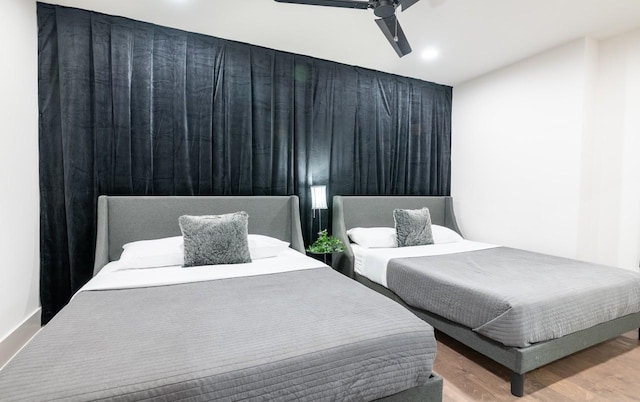 1106 Greenwood Ave, Nashville, TN 37206 - bedroom featuring wood finished floors, ceiling fan, and recessed lighting