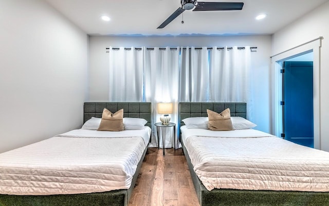 1106 Greenwood Ave, Nashville, TN 37206 - bedroom featuring wood finished floors, recessed lighting, and a ceiling fan