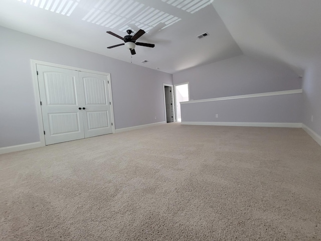 5502 Reflection Rd, Smyrna, TN 37167 - bonus room featuring lofted ceiling, ceiling fan, baseboards, and carpet flooring