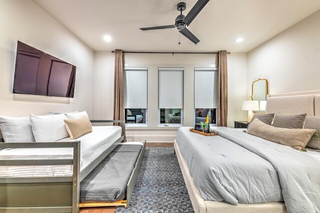 1108 Greenwood Ave, Nashville, TN 37206 - bedroom featuring recessed lighting, dark wood-style flooring, and a ceiling fan