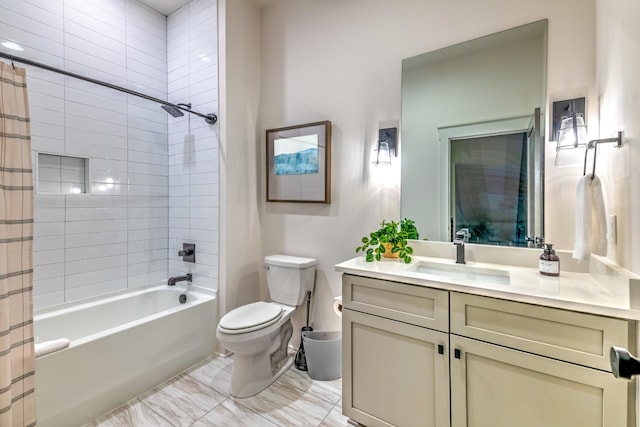 1108 Greenwood Ave, Nashville, TN 37206 - full bathroom featuring vanity, toilet, and shower / bath combination with curtain