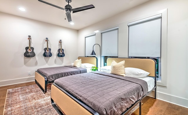 1108 Greenwood Ave, Nashville, TN 37206 - bedroom featuring baseboards, recessed lighting, wood finished floors, and a ceiling fan