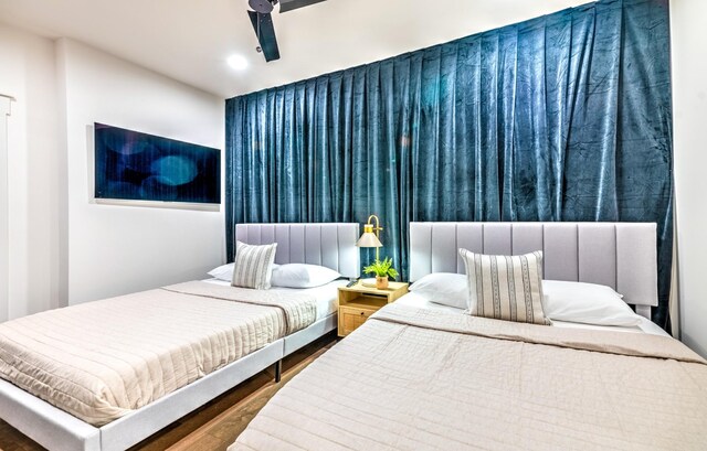 1108 Greenwood Ave, Nashville, TN 37206 - bedroom featuring wood finished floors, recessed lighting, and a ceiling fan