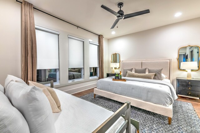 1108 Greenwood Ave, Nashville, TN 37206 - bedroom featuring wood finished floors, recessed lighting, and a ceiling fan