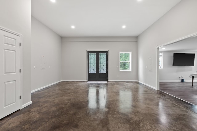 176 S Palmers Chapel Rd, White House, TN 37188 - foyer entrance with concrete flooring, recessed lighting, baseboards, and french doors