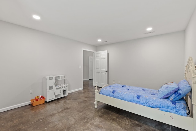 176 S Palmers Chapel Rd, White House, TN 37188 - bedroom with concrete flooring, baseboards, and recessed lighting