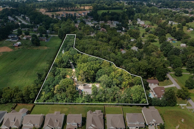 176 S Palmers Chapel Rd, White House, TN 37188 - aerial view of property's location featuring property parcel outlined and nearby suburban area